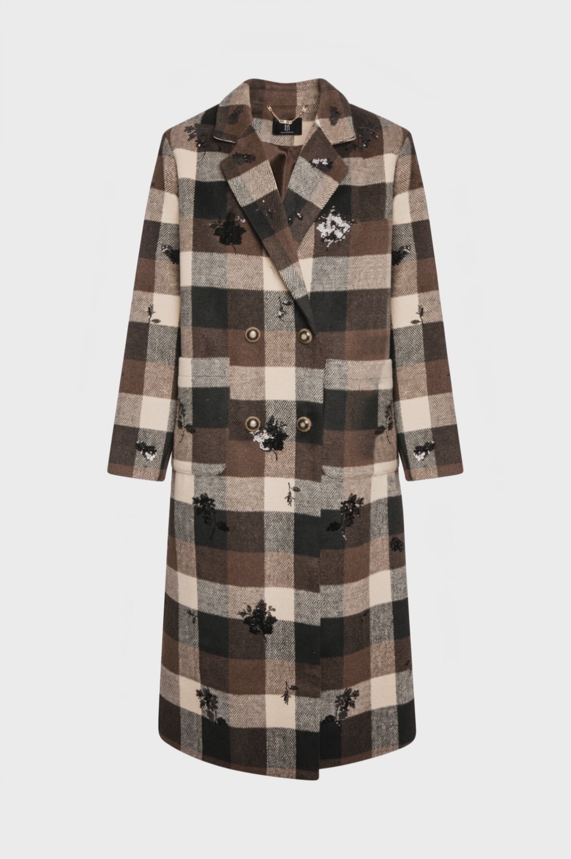Long coat regular fit with diamond pattern