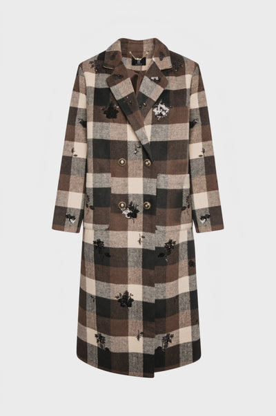 Long coat regular fit with diamond pattern