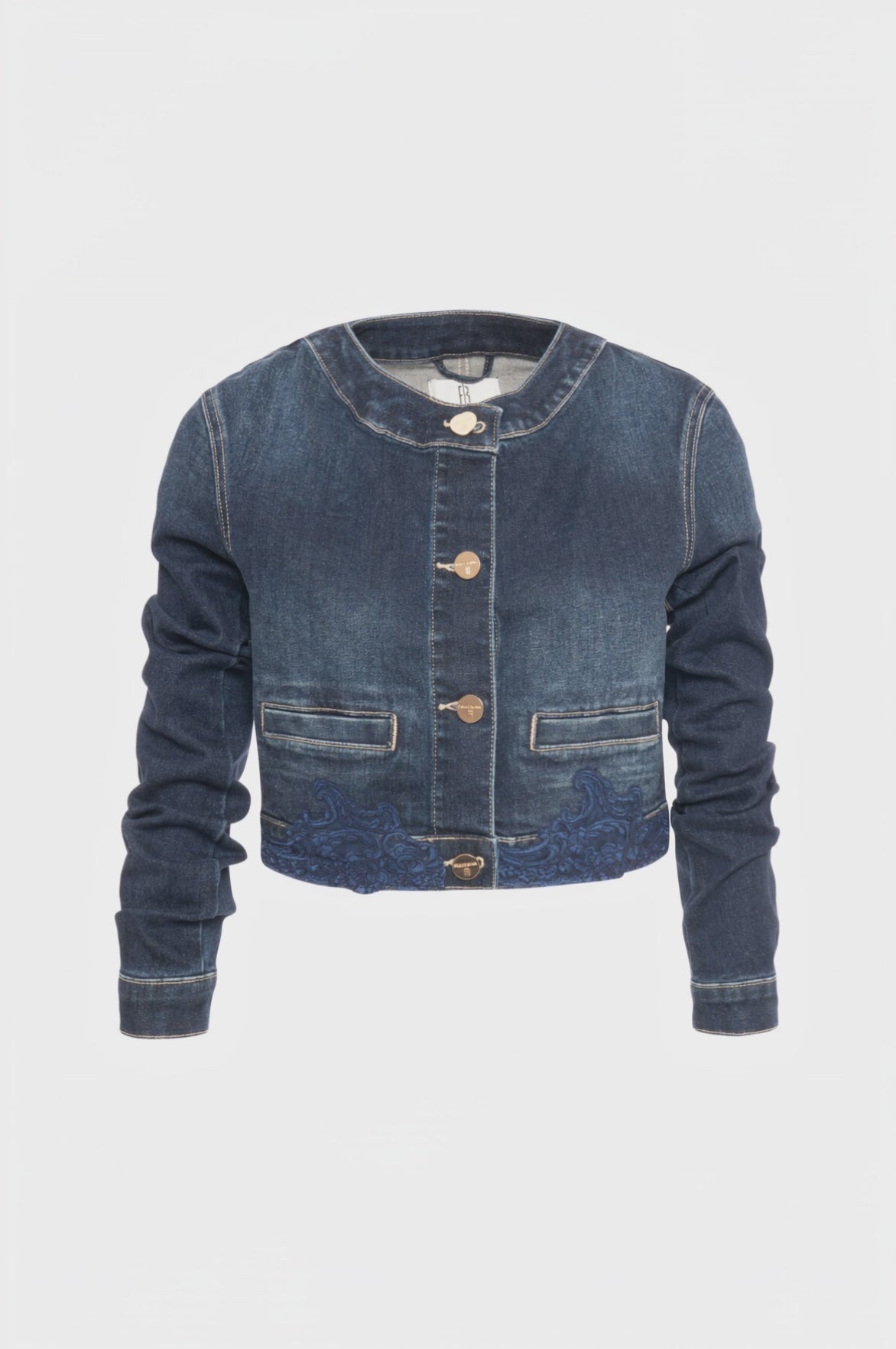 Jacket cropped made in denim with middle wash