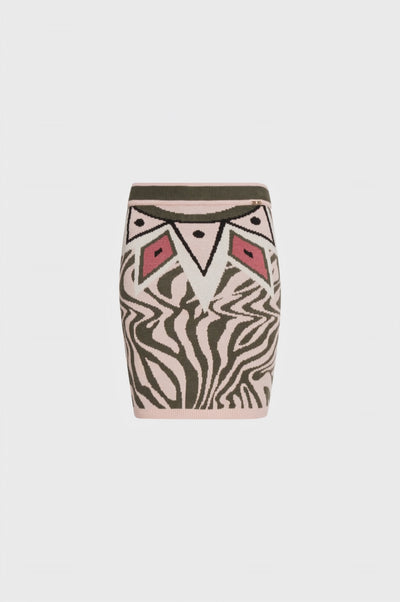 Knitted mini skirt slim fit with animalier jacquard effect