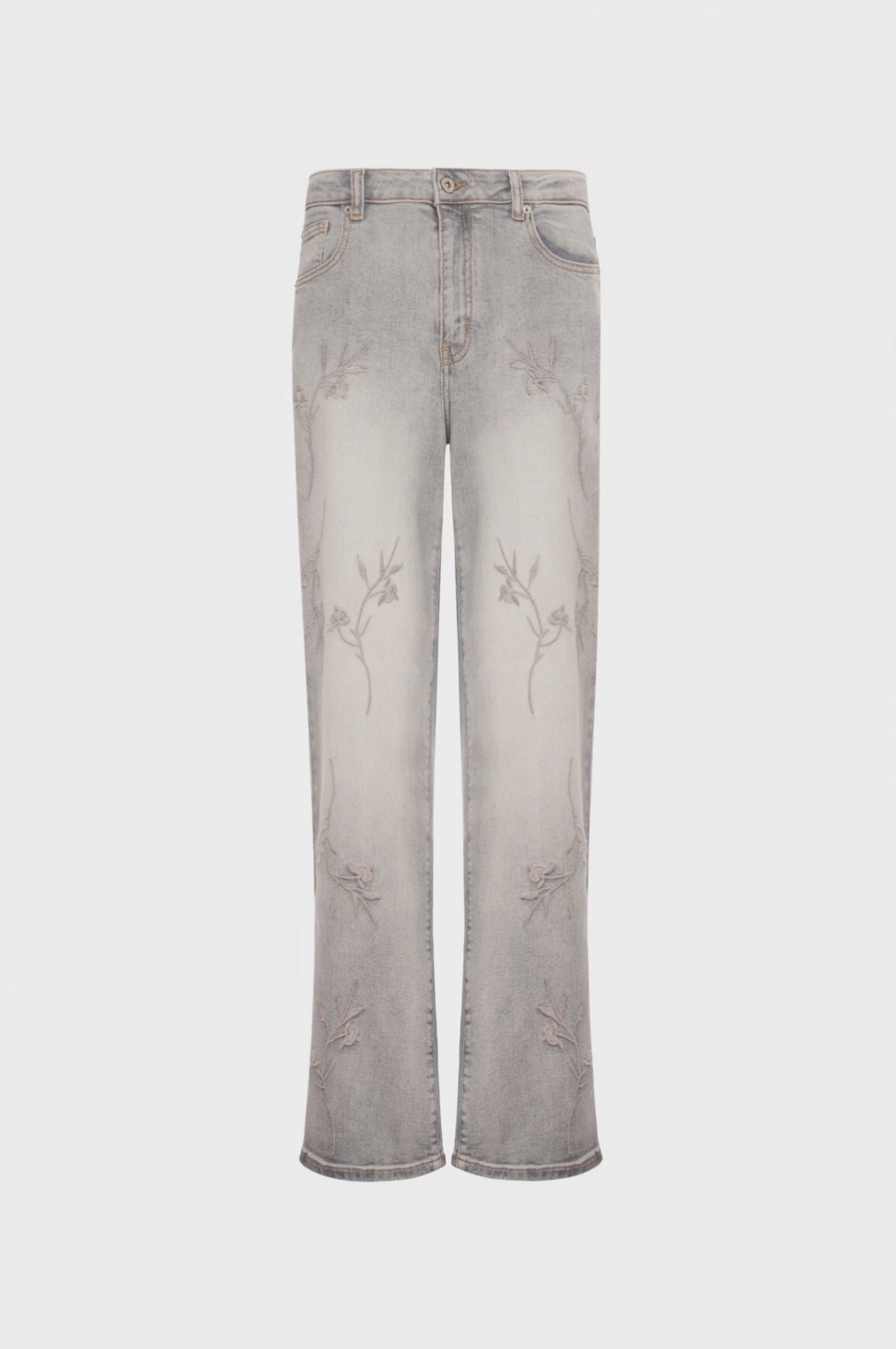 Jeans wide leg made in grey denim with light wash
