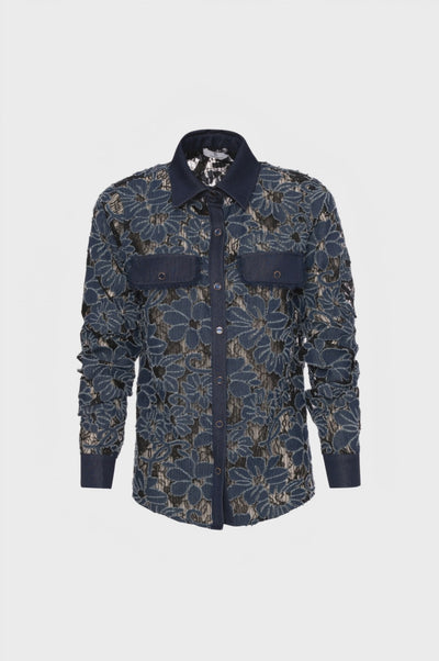 Shirt regular fit made in denim with flowers