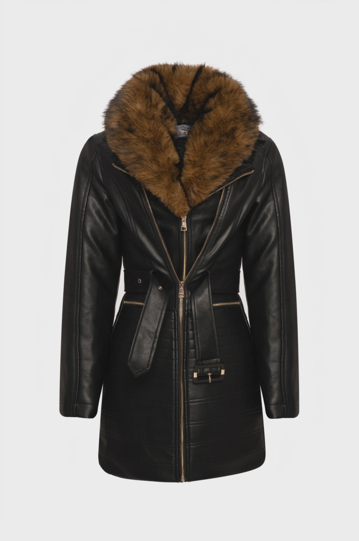 Long jacket regular fit made in fake leather