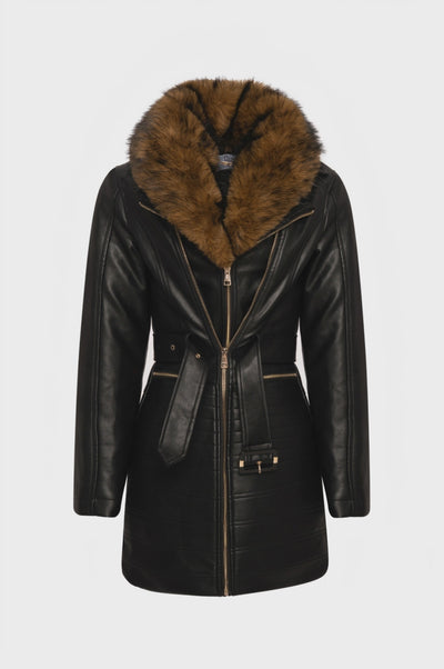 Long jacket regular fit made in fake leather