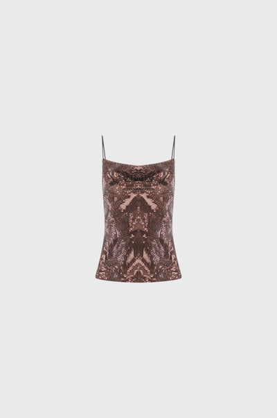 Tank top made in fabric with sequins