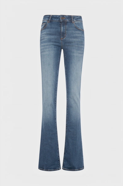 Jeans bootcut with push-up effect made in denim with middle wash
