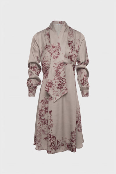 Dress regular fit middle length with flowery pattern