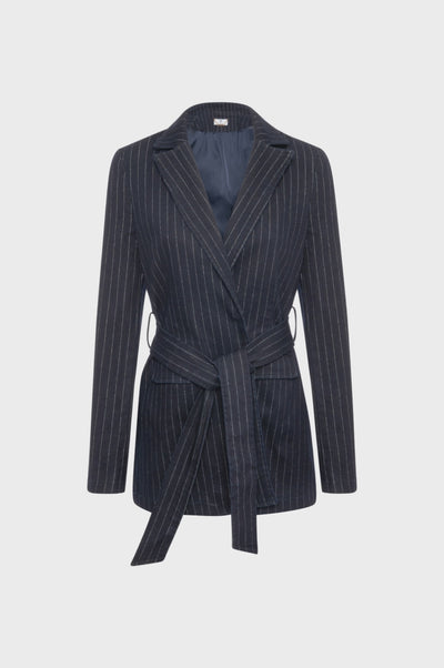 Blazer jacket regular fit made in pinstriped denim