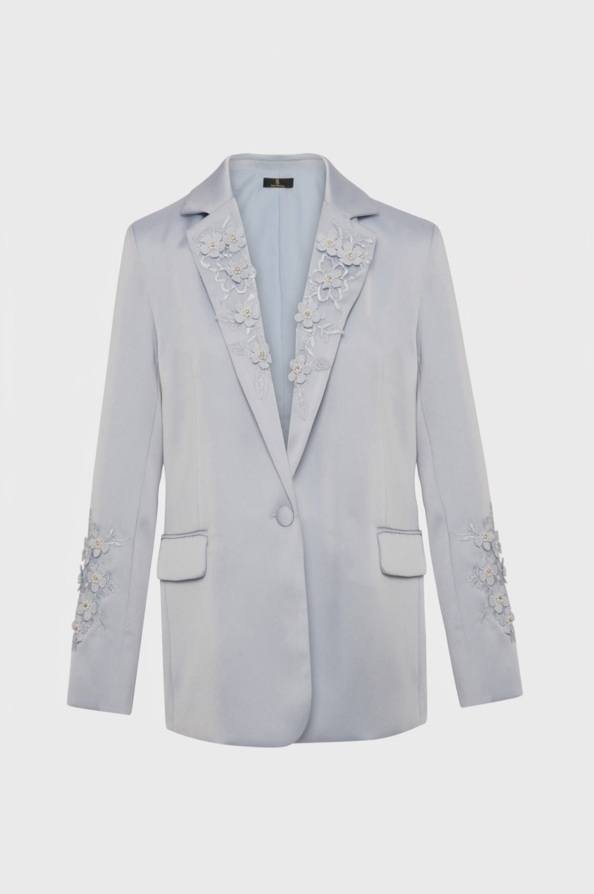 Long blazer jacket regular fit made in satin