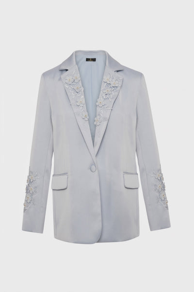 Long blazer jacket regular fit made in satin