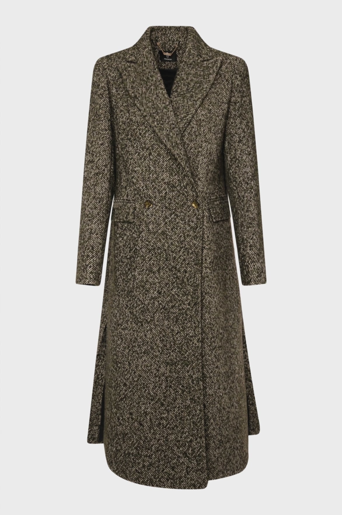 Long coat regular fit double breasted made in tweed