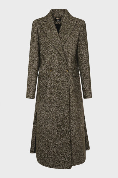 Long coat regular fit double breasted made in tweed
