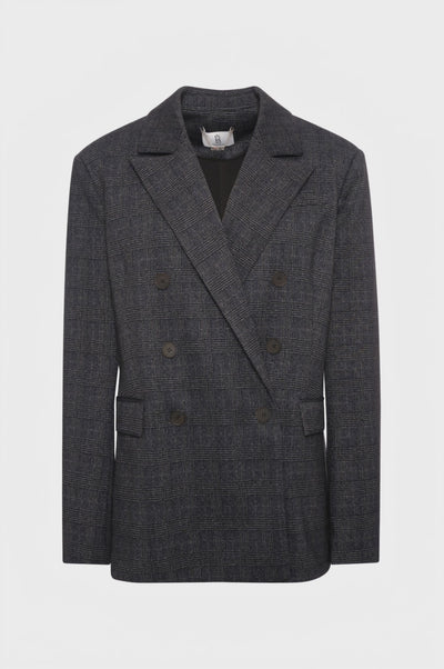Blazer jacket regular fit double breasted made in Prince of Wales fabric