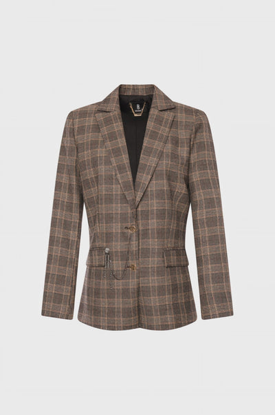 Blazer jacket regular fit made in Prince of Wales fabric