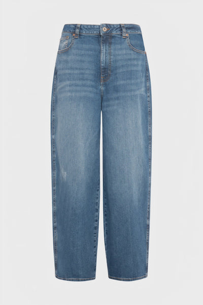 Jeans carrot balloon made in denim with middle wash