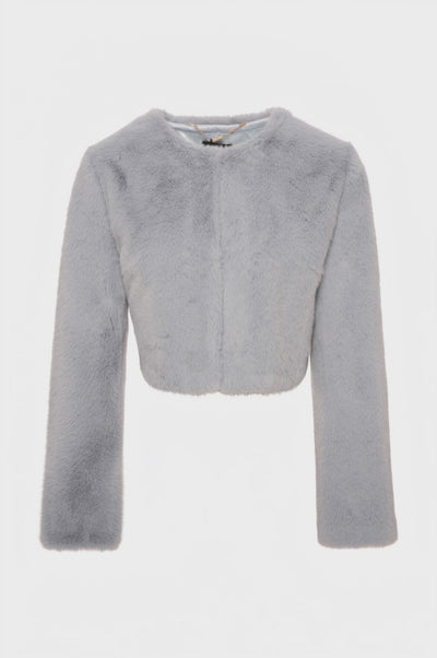 Jacket cropped made in fake fur