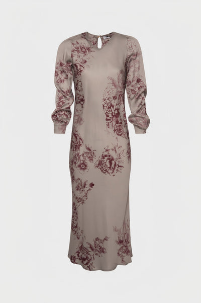 Long mermaid dress regular fit with flowery pattern