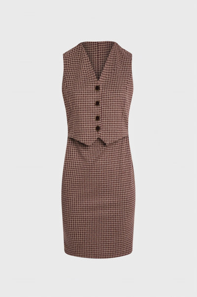Mini dress slim fit made in pied de poule fabric