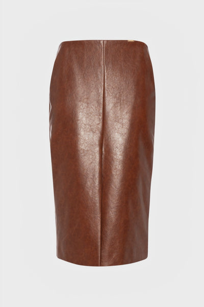 Sheath skirt slim fit middle length made in fake leather