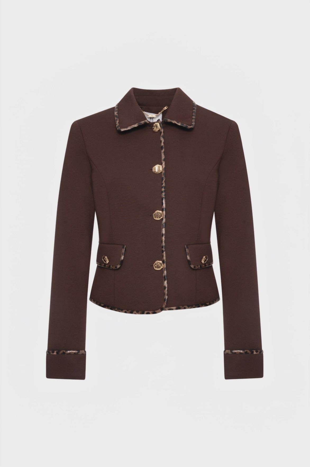 Jacket slim fit single breasted with animalier details