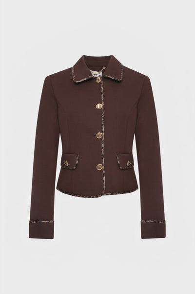 Jacket slim fit single breasted with animalier details