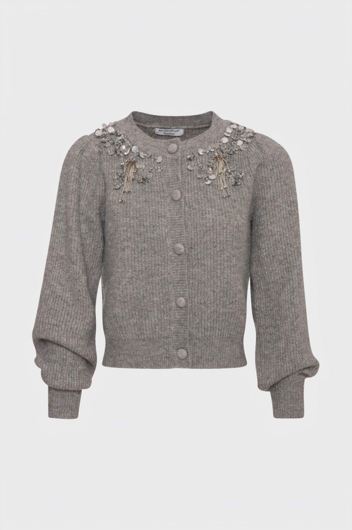 Knitted cardigan regular fit with jewelry applications