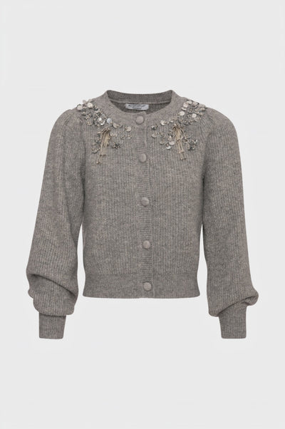 Knitted cardigan regular fit with jewelry applications