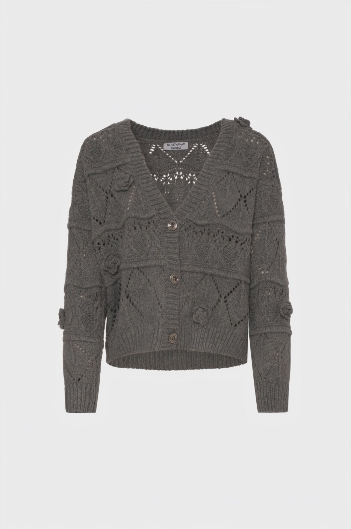 Knitted cardigan regular fit with cable stitch and openwork