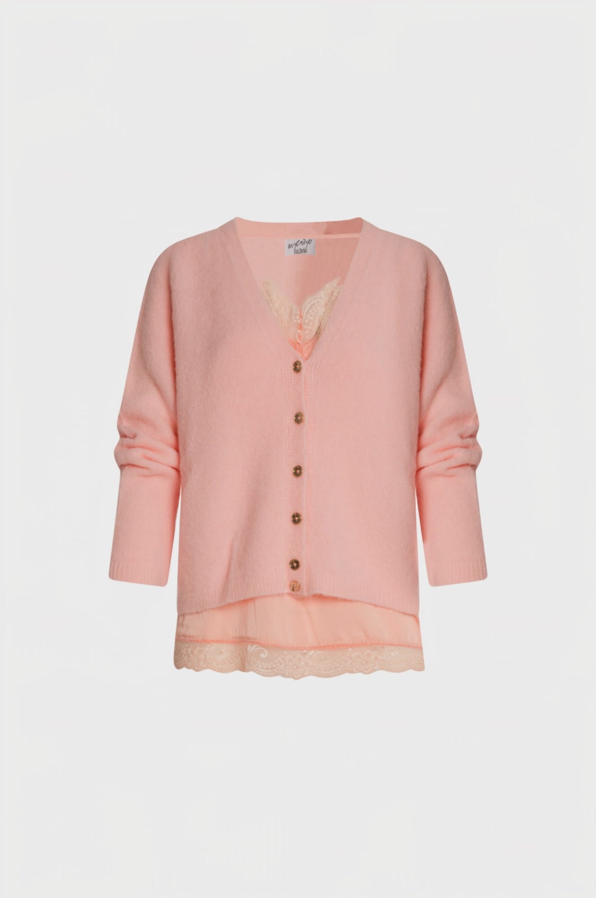 Cardigan regular fit with top lingerie style made in satin and lace