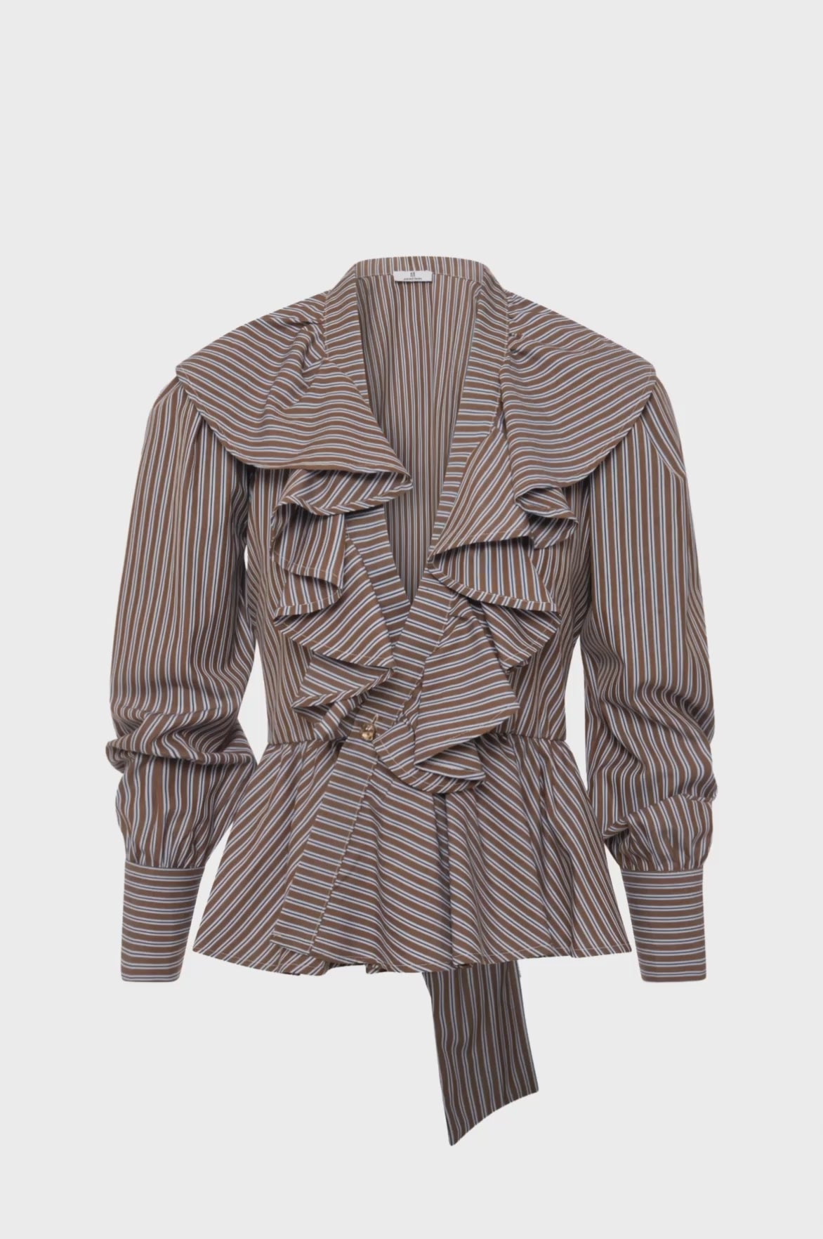 Blouse regular fit with stripes and frills