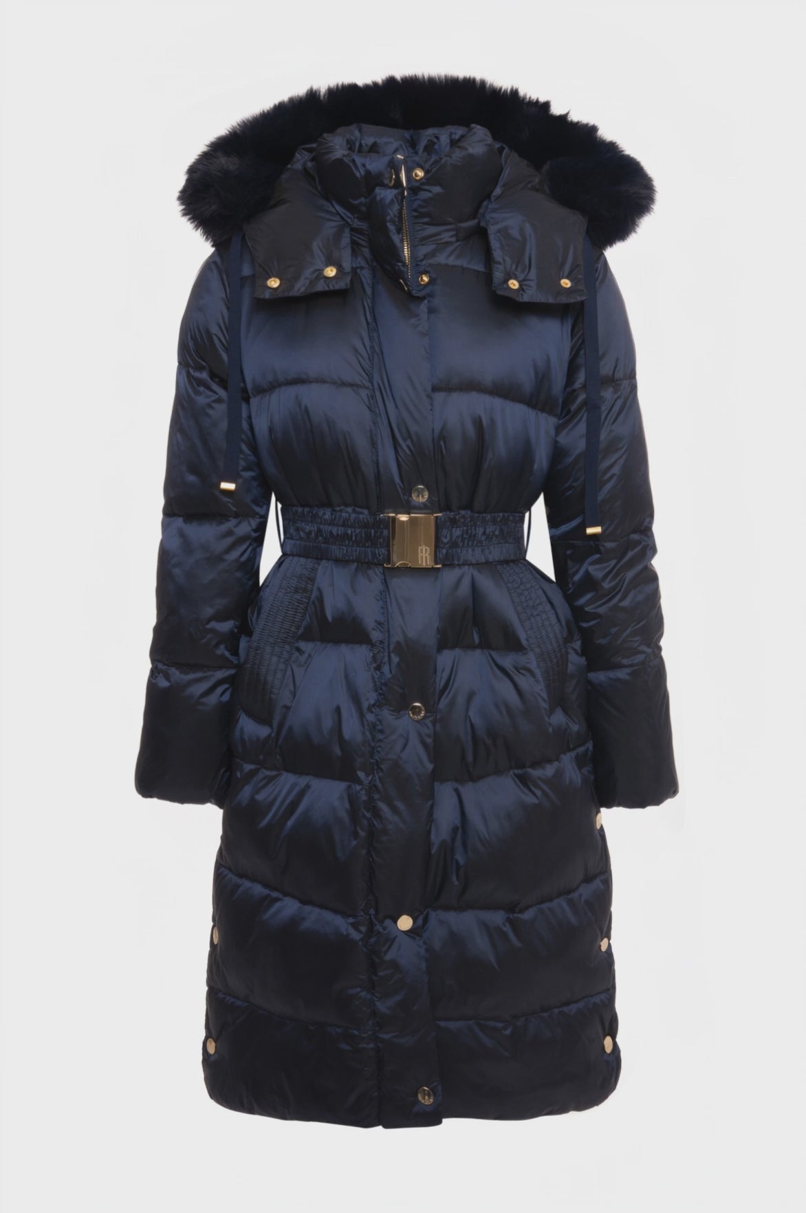 Long padded jacket regular fit with hood