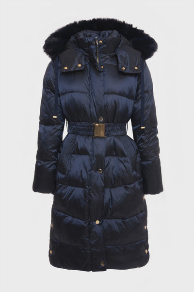 Long padded jacket regular fit with hood