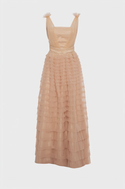 Long sleeveless dress made in tulle