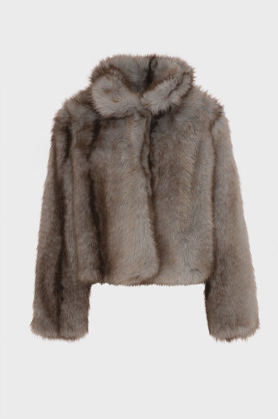 Jacket cropped made in fake fur