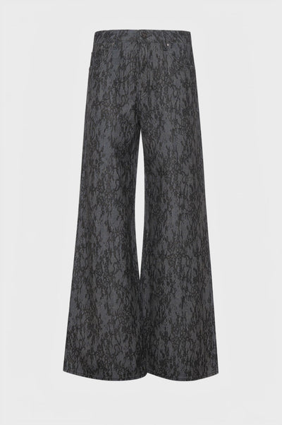 Jeans flare made in denim with lace