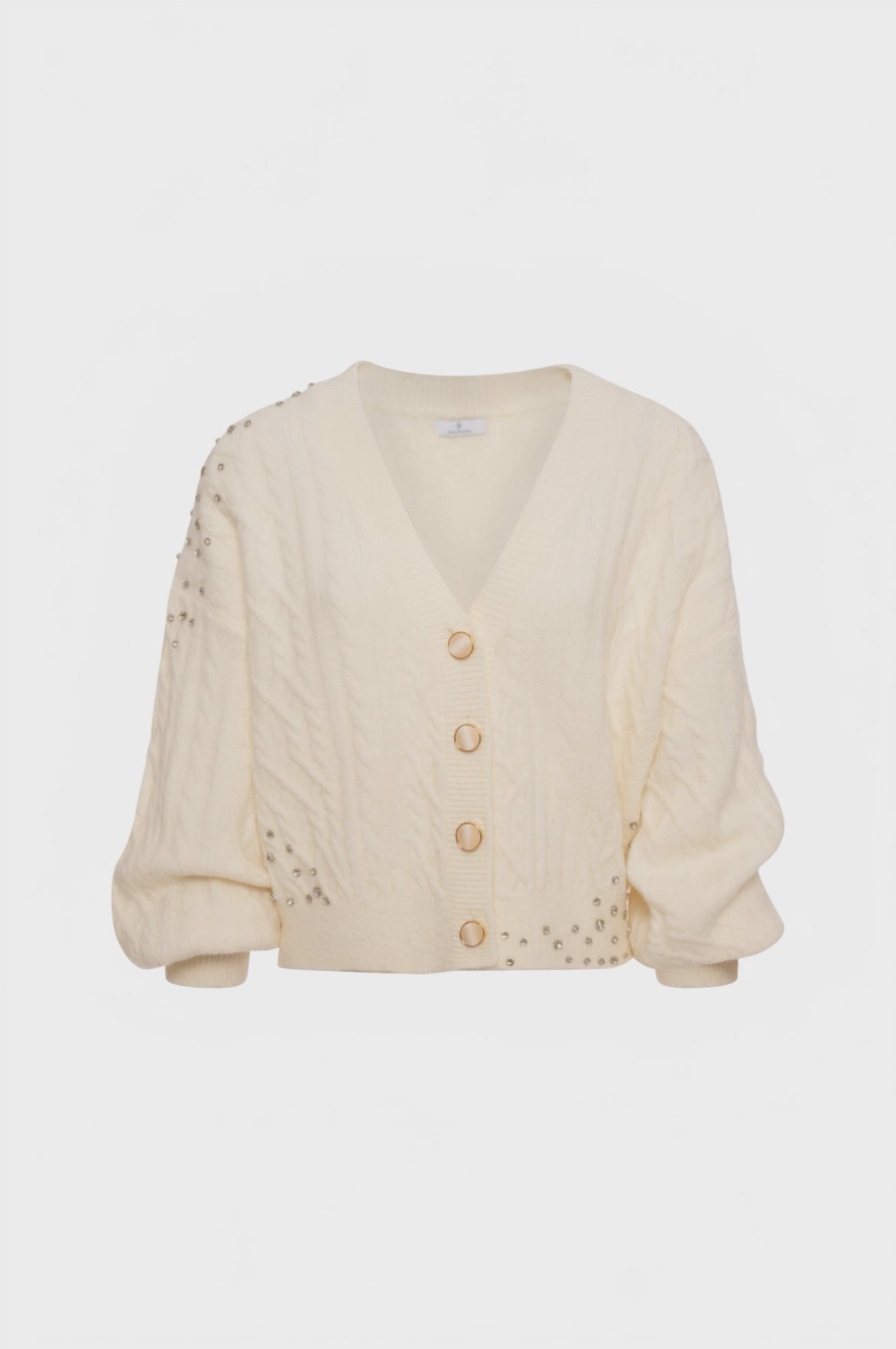 Knitted cardigan over fit, cropped, with cable stitch
