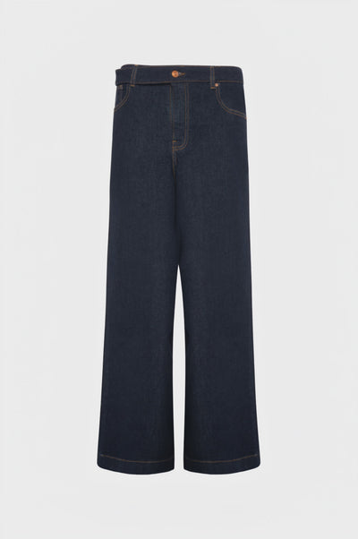 Jeans wide leg made in denim with raw wash