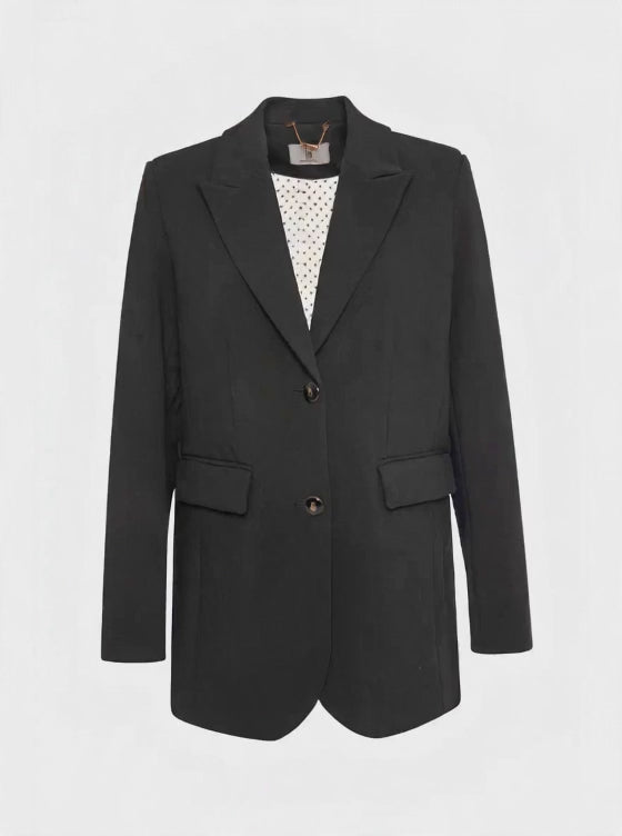 Long blazer jacket regular fit single breasted