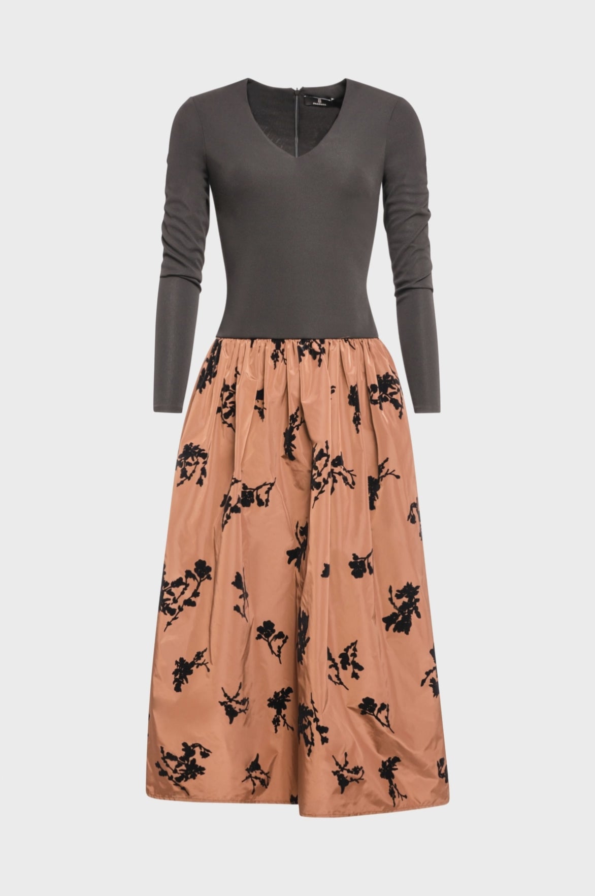 Long dress regular fit made in mixed fabrics