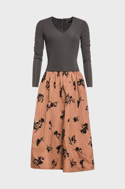 Long dress regular fit made in mixed fabrics