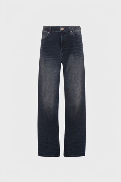 Jeans straight line made in denim with dark wash