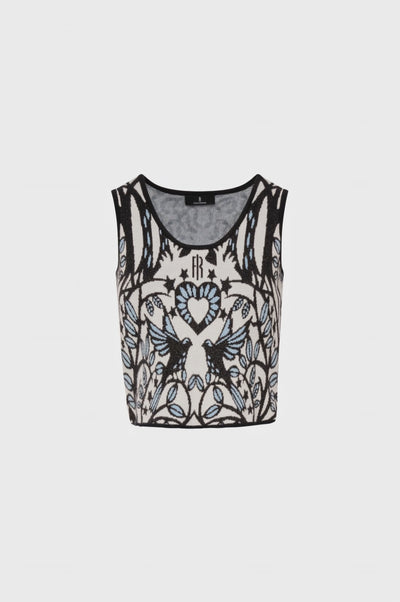 Knitted tank top with jacquard effect
