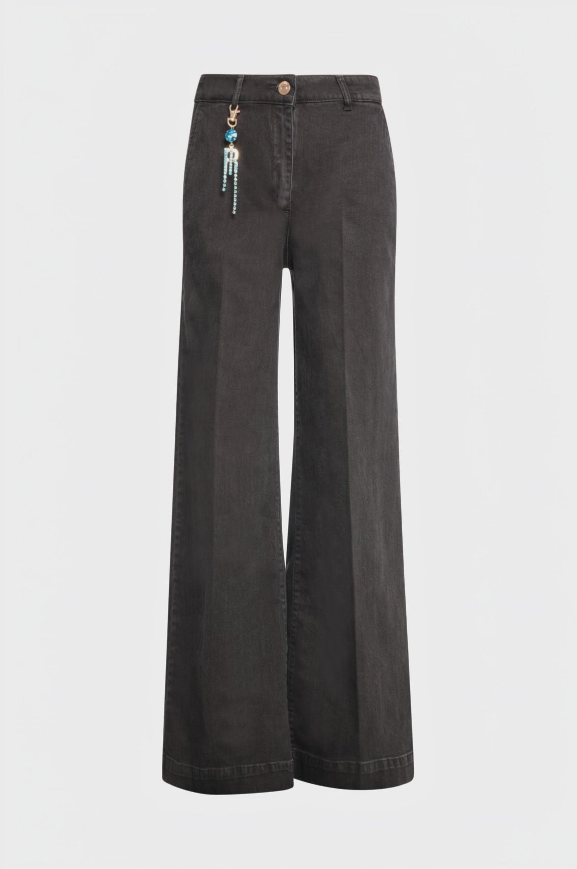 Palazzo pant wide fit made in black denim with dark wash