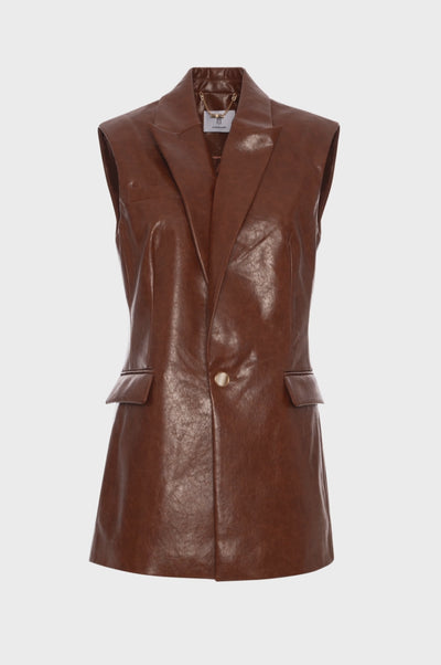 Long gilet regular fit made in fake leather