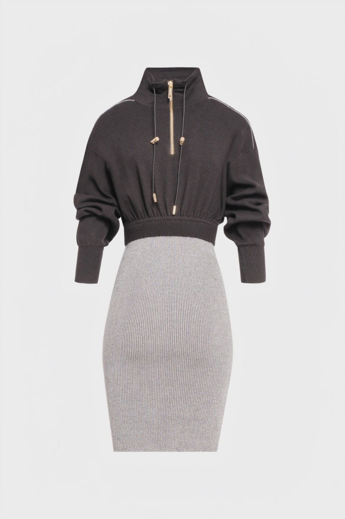 Knitted dress regular fit middle length made in mixed fabric