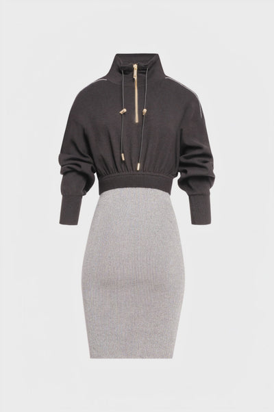 Knitted dress regular fit middle length made in mixed fabric