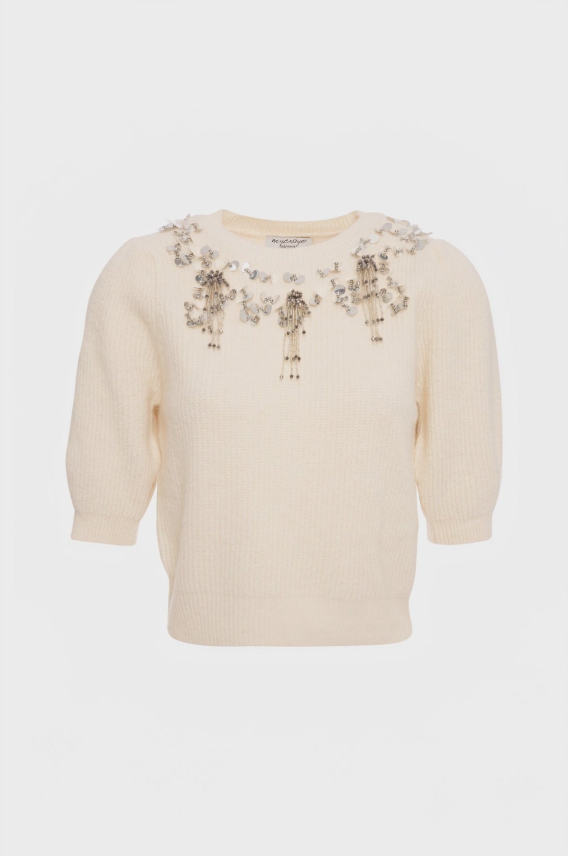 Knitwear cropped with jewelry applications