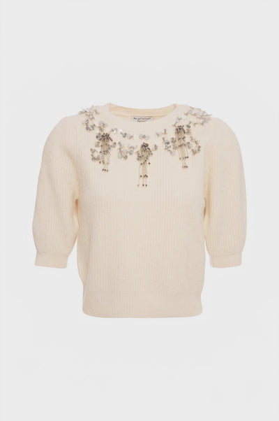 Knitwear cropped with jewelry applications