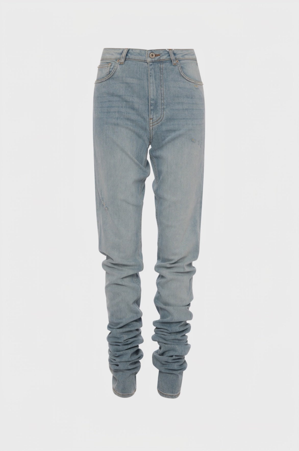 Long jeans made in denim with light vintage wash