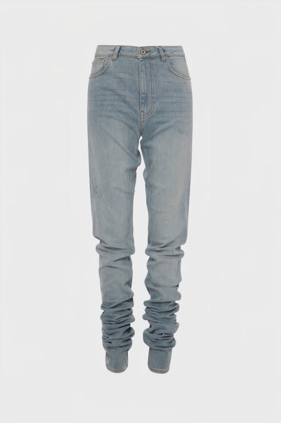 Long jeans made in denim with light vintage wash
